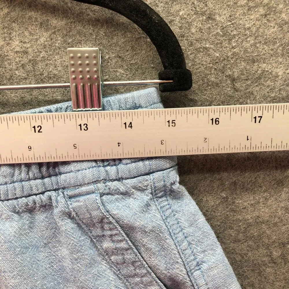 Gap Linen Blend Pull On Shorts Womens M Light Blue Drawstring High Rise Relaxed - Picture 4 of 8